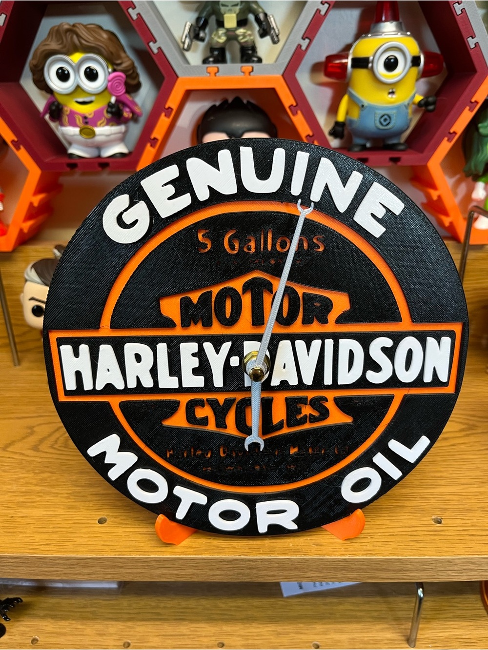Harley-Davidson Black, Orange & White Genuine Motor Oil Logo Clock